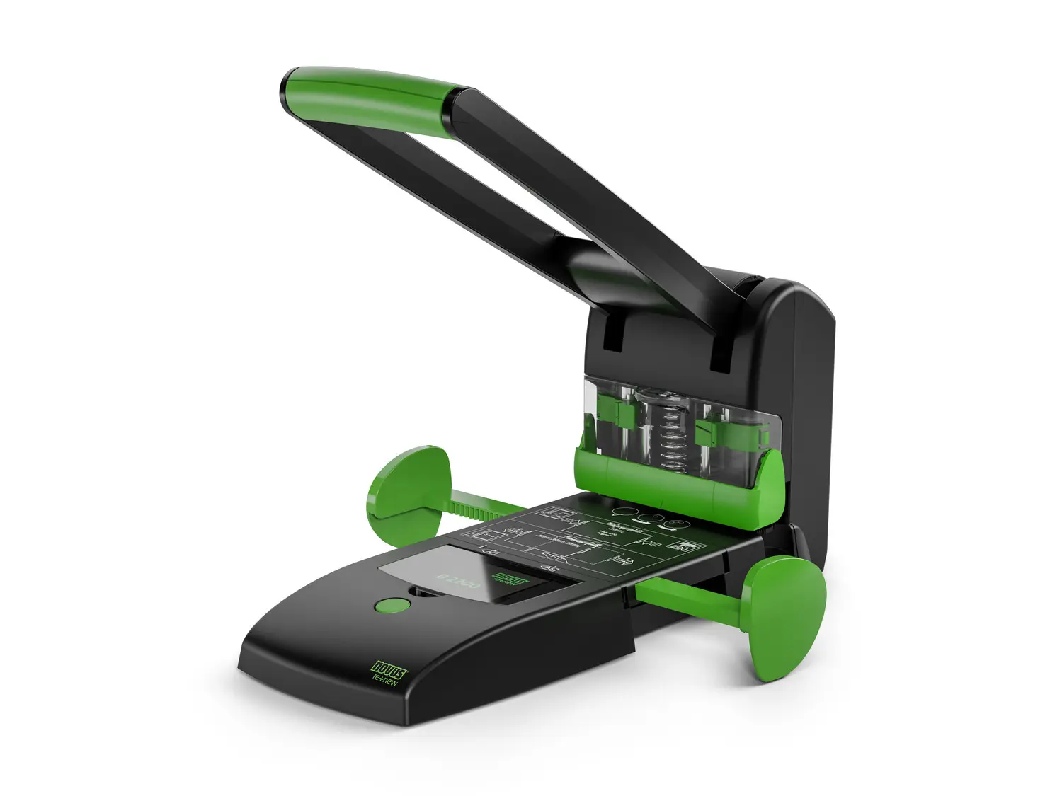 Novus B 2200 re+new Perforadora para Gruesos - Fabricado con Plastico Reciclado - Hasta 200 Hojas - 