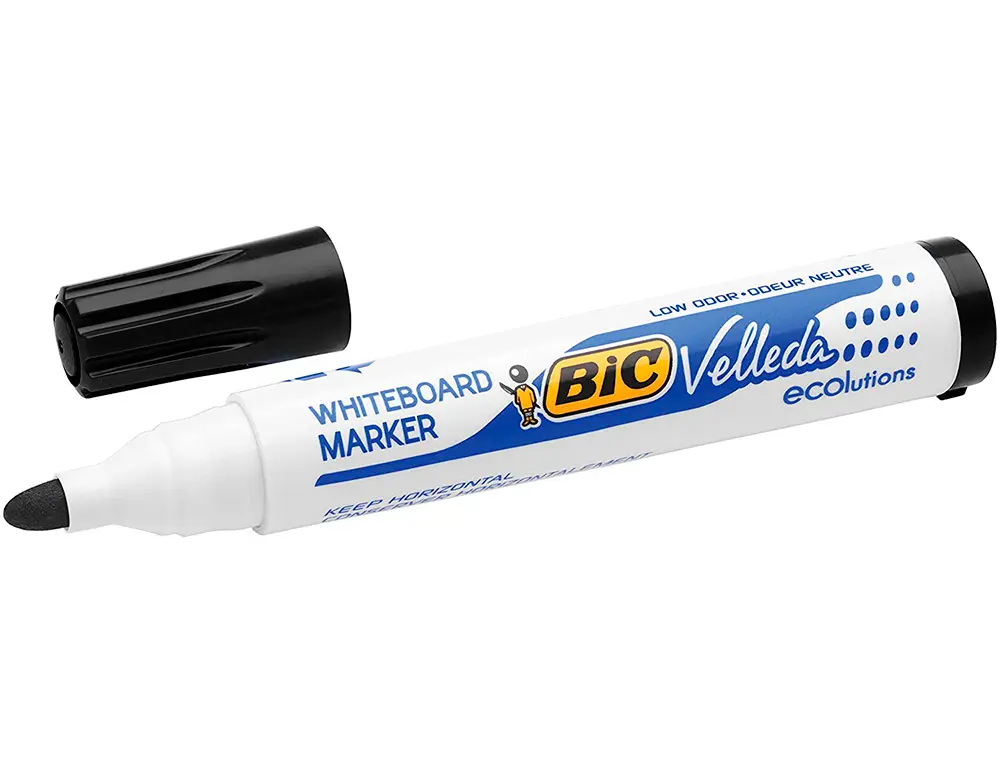 Bic Velleda 1701 ECOlutions Marcadores para Pizarra - Punta Redonda - Trazo de 1.5 mm - Tinta con Ba