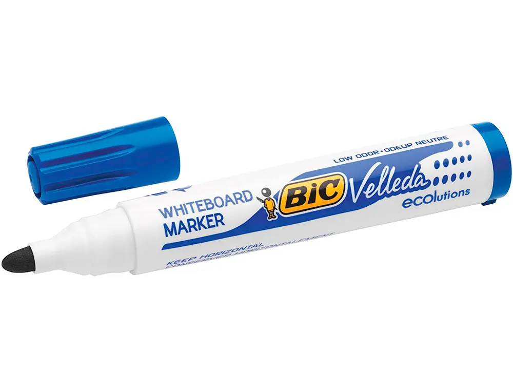 Bic Velleda 1701 ECOlutions Marcadores para Pizarra - Punta Redonda - Trazo de 1.5 mm - Tinta con Ba