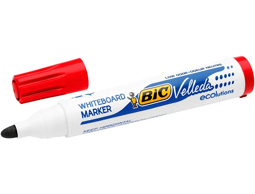 Bic Velleda 1701 ECOlutions Marcadores para Pizarra - Punta Redonda - Trazo de 1.5 mm - Tinta con Ba