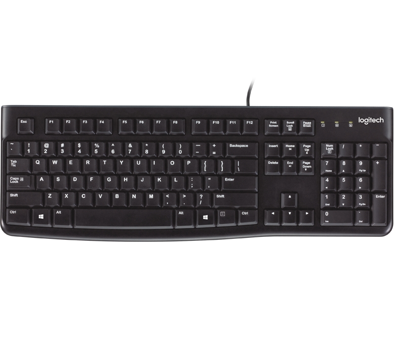 Logitech K120 Teclado USB - Resistente a Salpicaduras - Cable de 1.50m - Color Negro