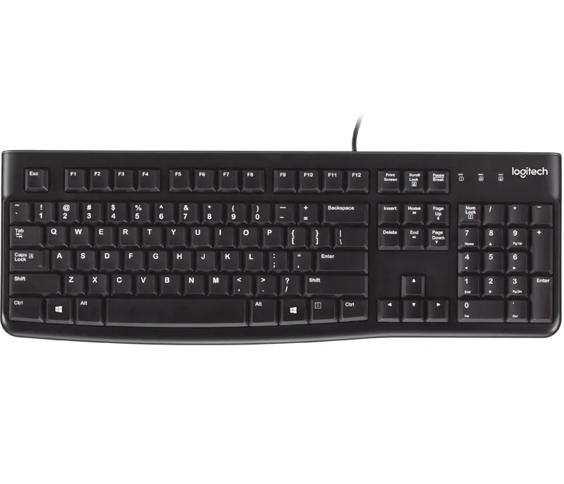 Logitech K120 Teclado USB - Resistente a Salpicaduras - Cable de 1.50m - Color Negro