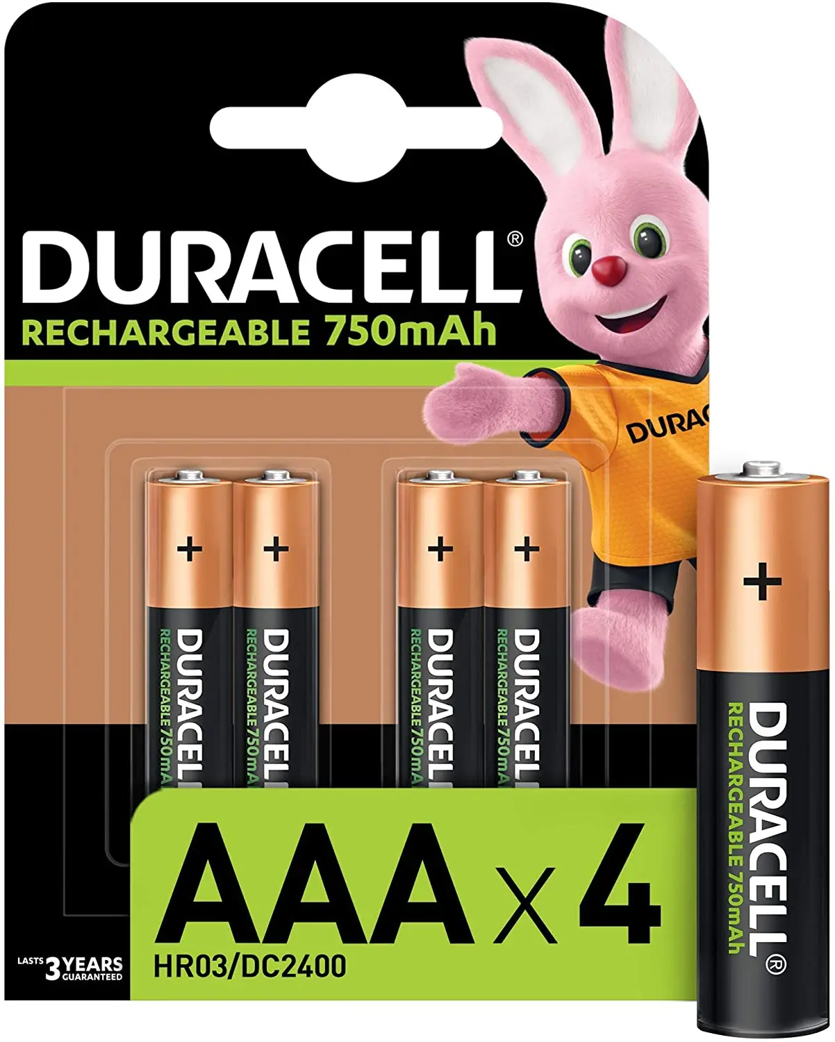 Duracell Pilas Recargables NiHM AAA HR03 1.2V 750mAh - Precargadas - 4 Unidades