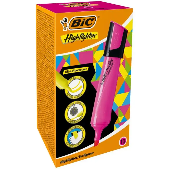 Bic Marking Highlighter Flat Marcador Fluorescente - Punta Biselada - Trazo entre 1.70 y 4.80 mm - T
