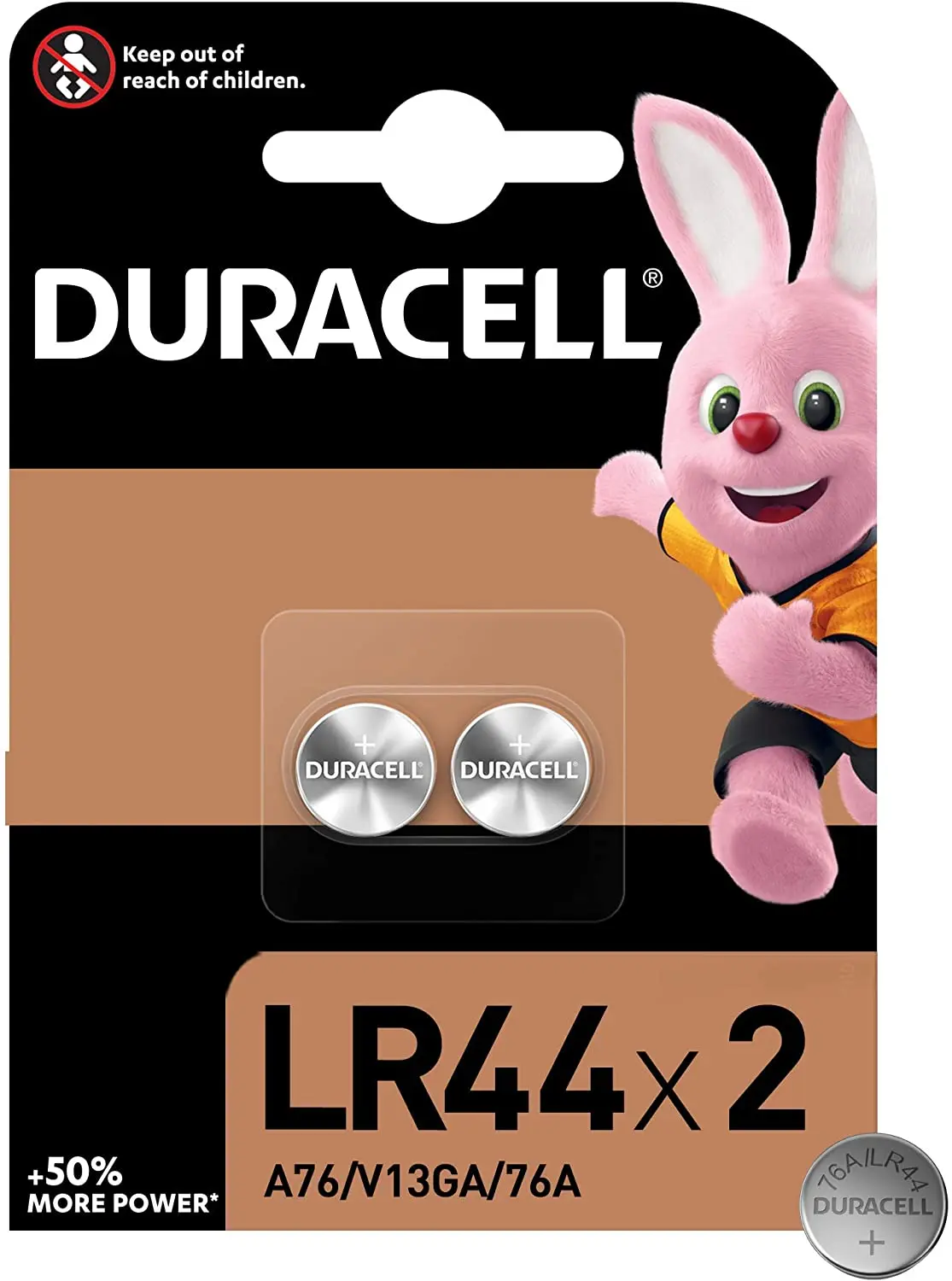 Duracell Pilas Alcalinas de Boton LR44 76A/A76/V13GA 1.5V - 2 Unidades