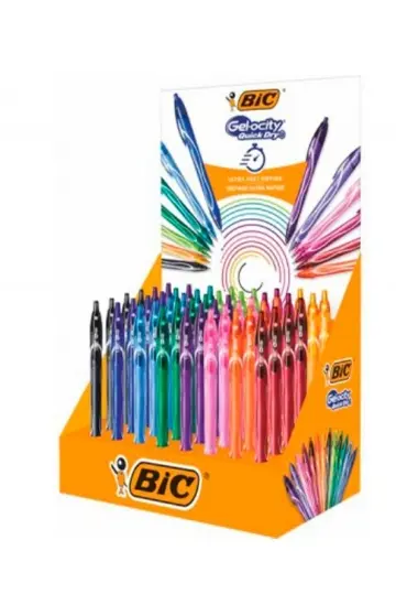 Bic Gel-Ocity Quick Dry Expositor de 48 Boligrafos Retractiles - Grip de Goma - Punta Media de 0.7mm