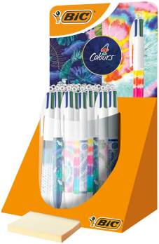 Bic 4 Colours Decor Expositor de 30 Boligrafos de Bola Retractiles - Punta Media de 1.0mm - Tinta co