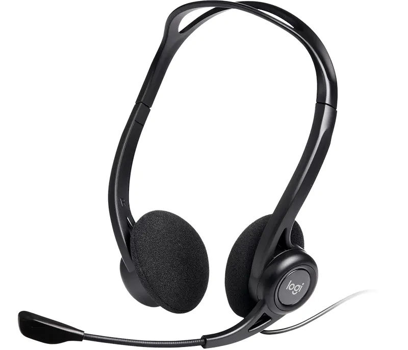Logitech 960 Auriculares con Microfono USB - Microfono Plegable y Flexible - Controles en Cable - Ca
