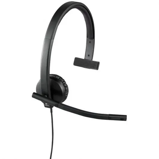 Logitech H570E Auriculares Mono con Microfono USB - Microfono Plegable - Diadema Ajustable - Almohad