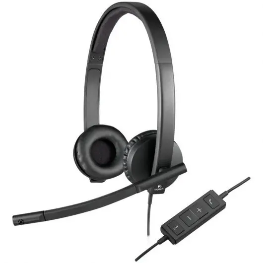 Logitech H570E Auriculares con Microfono USB - Microfono Plegable - Diadema Ajustable - Almohadillas