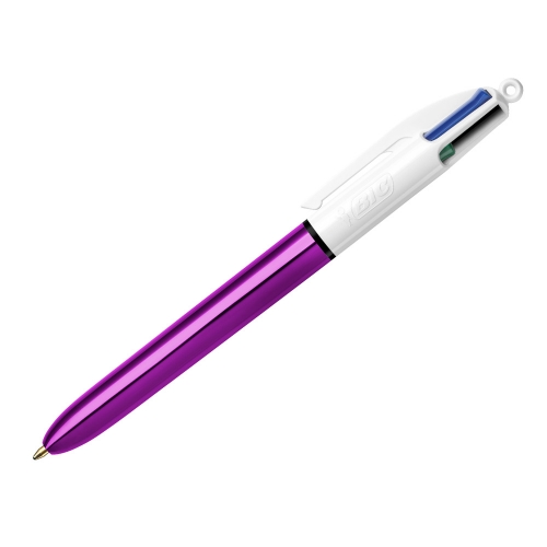 Bic 4 Colours Shine Boligrafo de Bola Retractil - Punta de 1mm - Trazo de 0.4mm - Tinta con Base de 