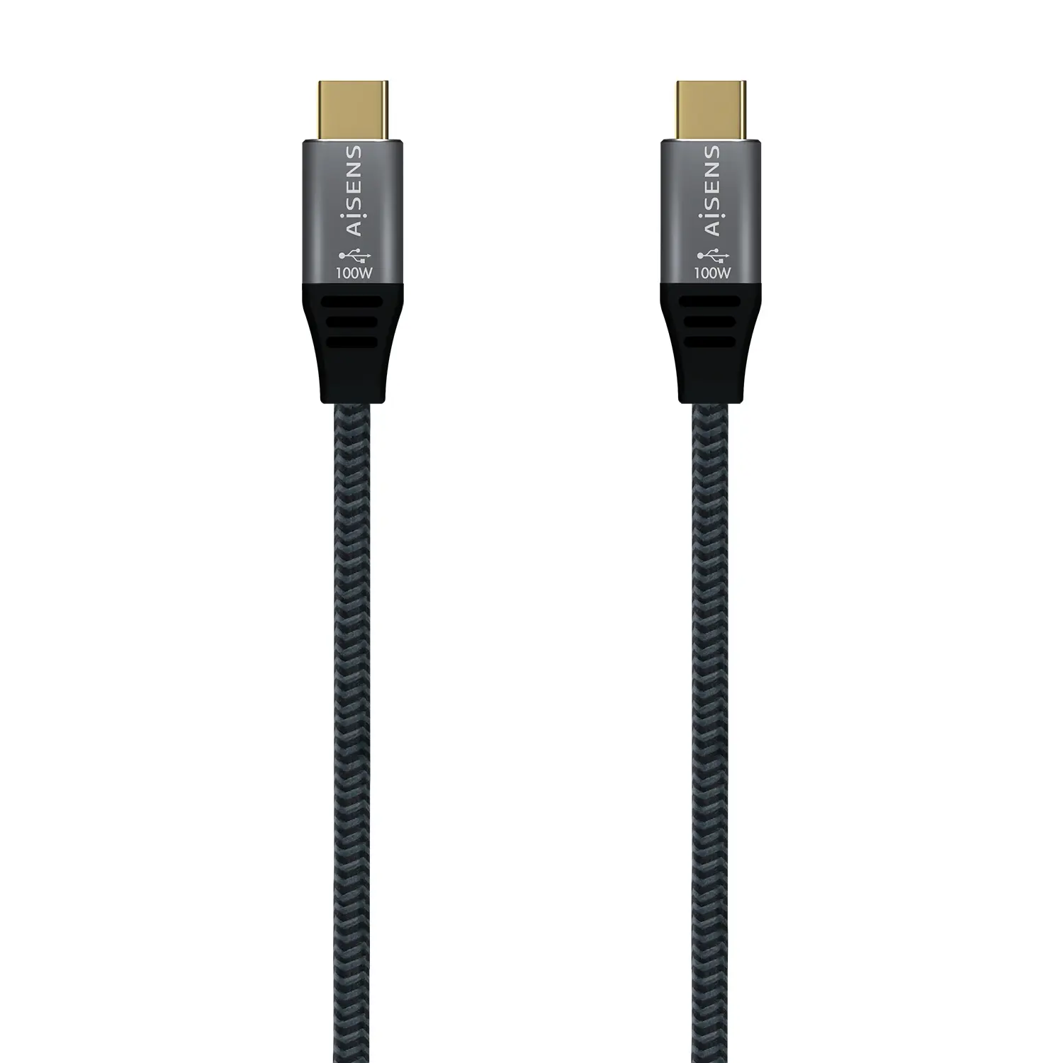 Aisens Cable USB 2.0 Aluminio 5A 100W E-MARK - USB-C/M-USB-C/M - 1.0M - Color Gris