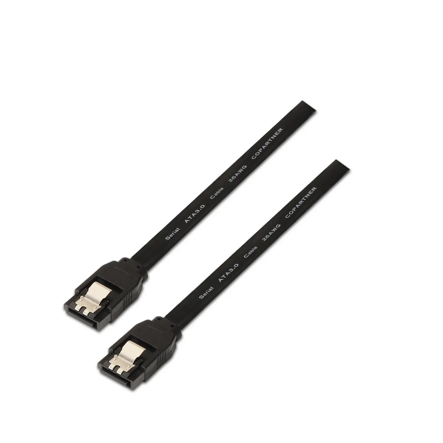 Aisens Cable SATA III Datos 6G con Anclajes - 0.5m para Disco Duro SATA I - II - III SSD - Color Neg
