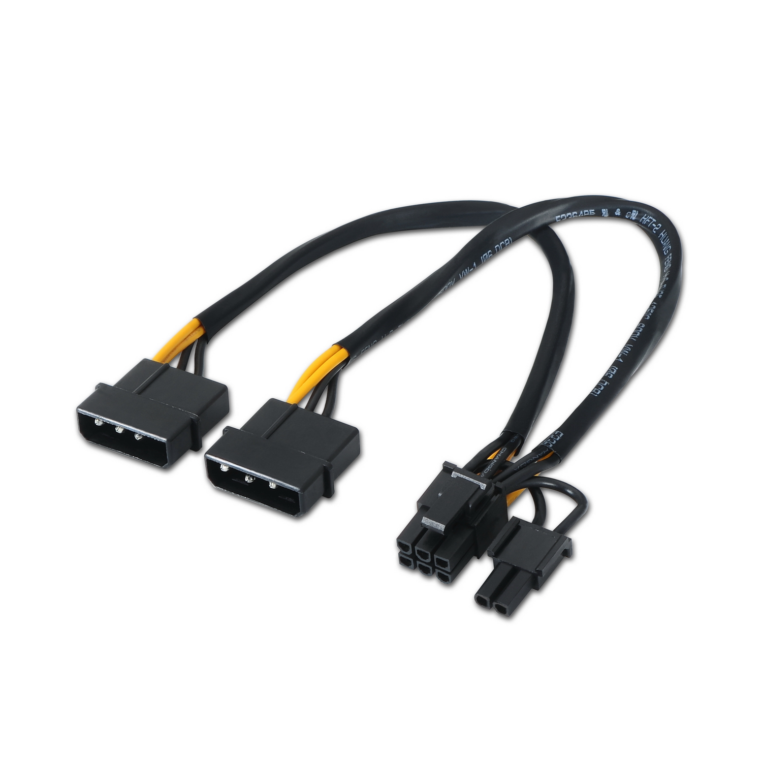 Aisens Cable Tarjeta grafica - 2xMolex 4pin/M-PCI-E(Molex 6+2pin)/M - 20cm - 100% Cobre - Color Negr