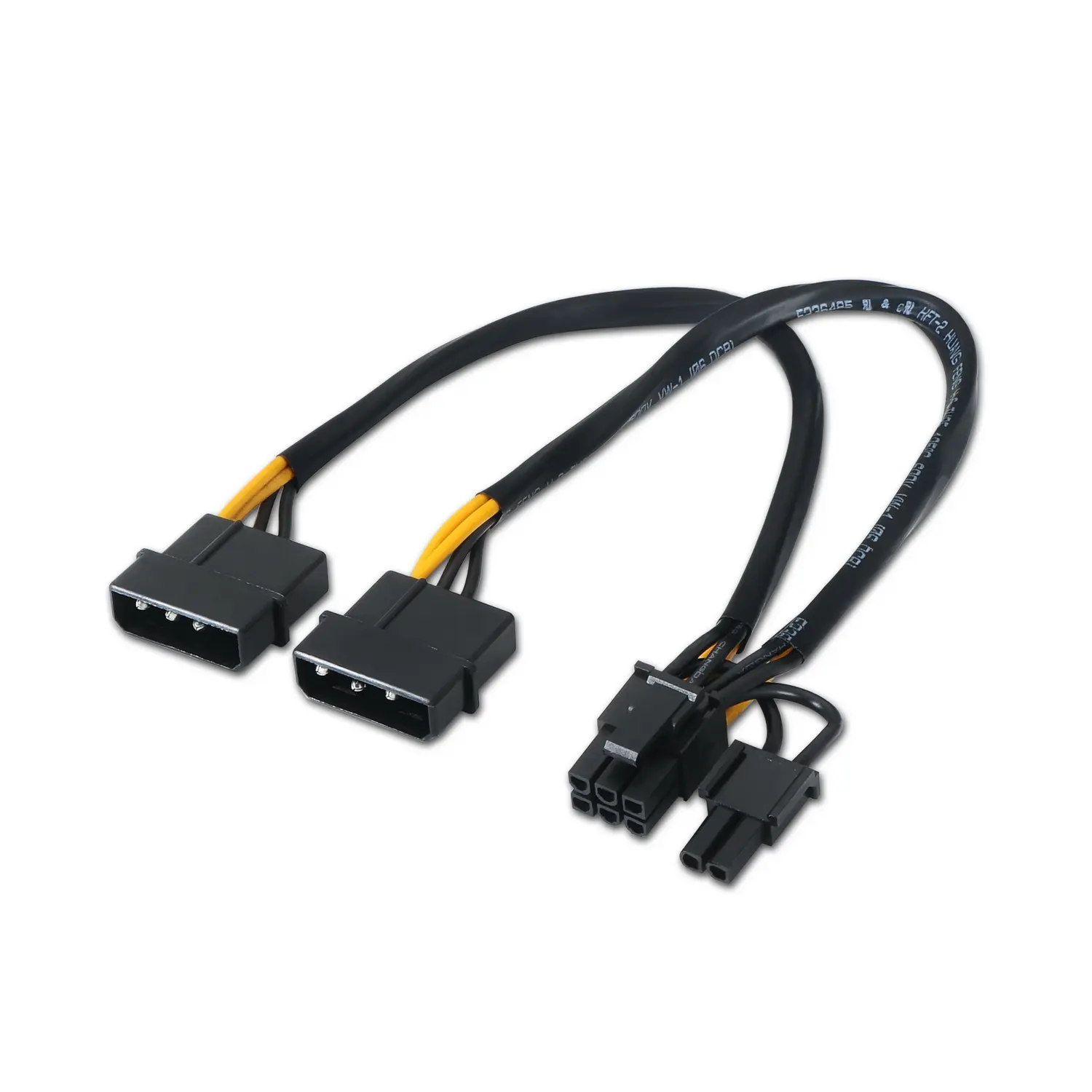 Aisens Cable Tarjeta grafica - 2xMolex 4pin/M-PCI-E(Molex 6+2pin)/M - 20cm - 100% Cobre - Color Negr