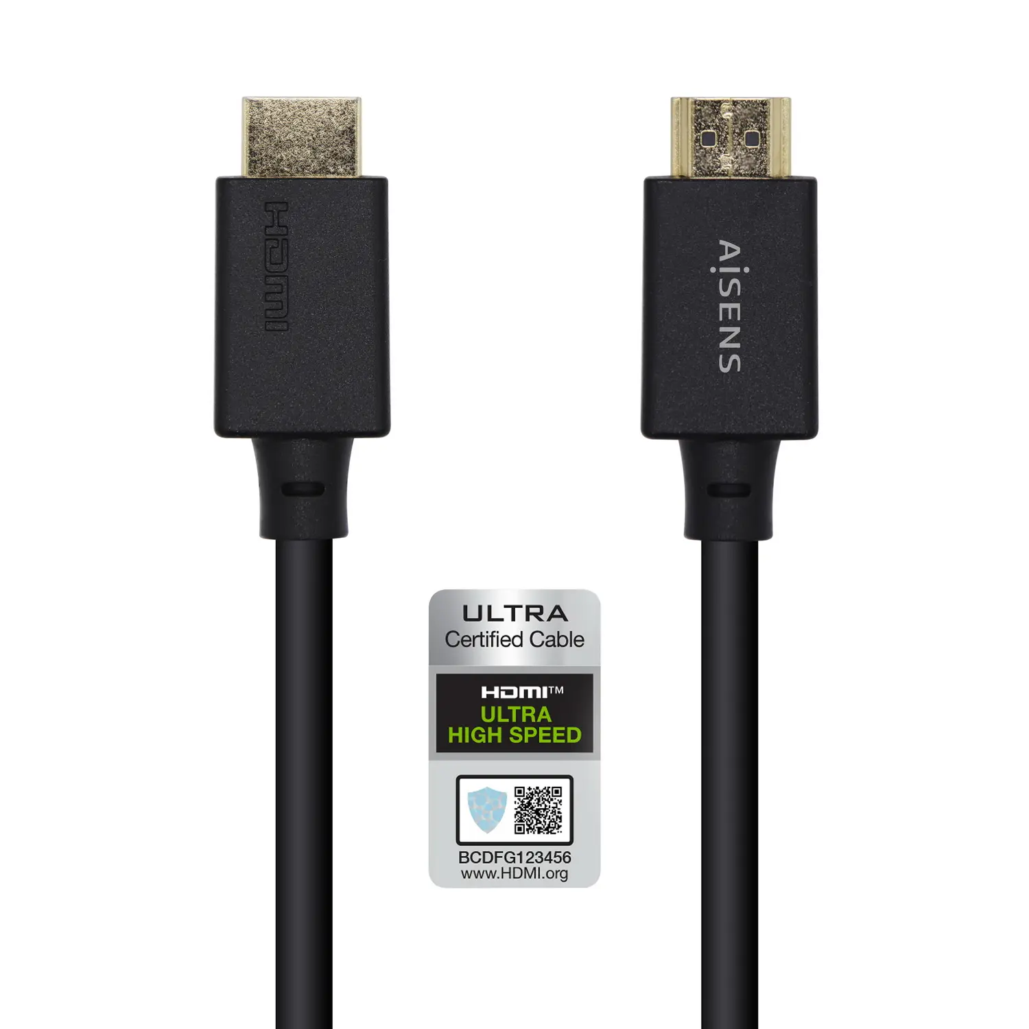 Aisens Cable HDMI V2.1 Certificado Ultra Alta Velocidad 8K@60Hz 48Gbps - A/M-A/M - 0.5m - Color Negr