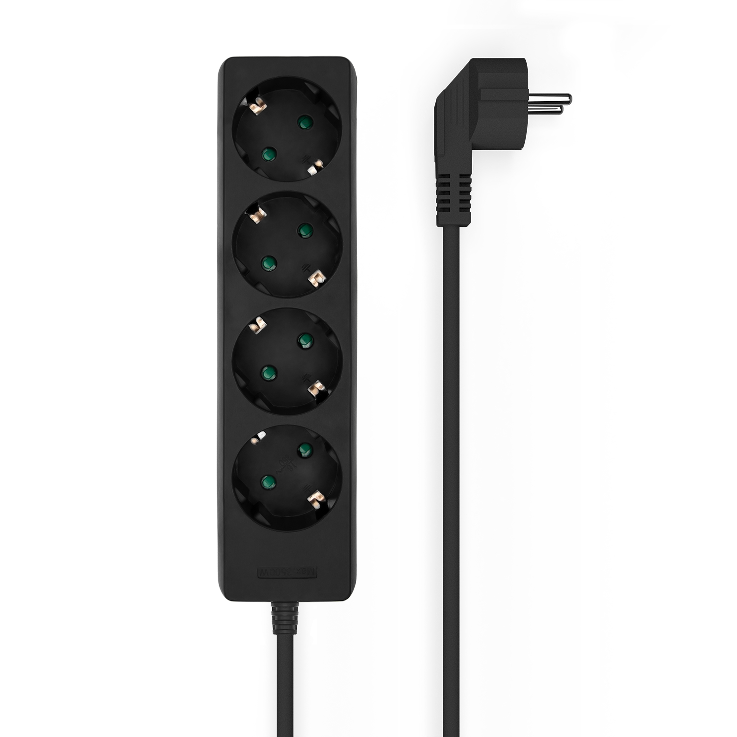 Aisens Regleta Multiple de 4 Tomas sin Interruptor con Cable 3�1.5mm2 - 1.4m - Color Negro
