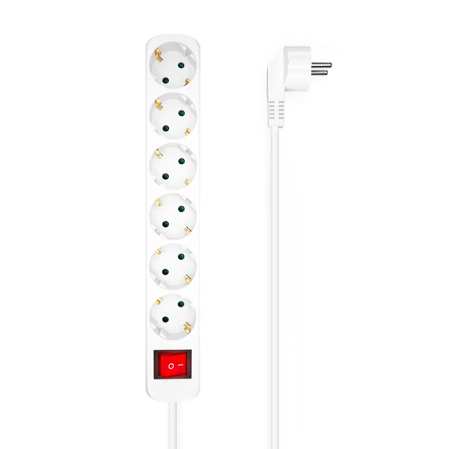 Aisens Regleta Multiple de 6 Tomas con Interruptor con Cable 3�1.5mm2 - 1.4m - Color Blanco