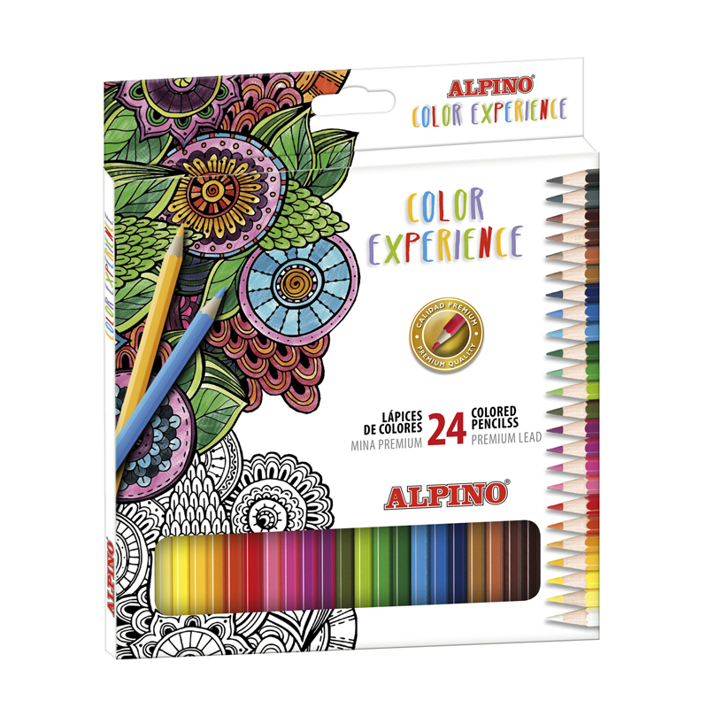 Alpino Color Experiencie Pack de 24 Lapices de Colores Premium Mina Blanda - Pintado Suave y Graduab