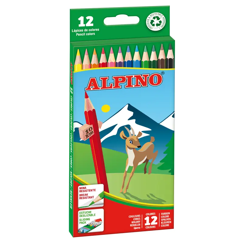 Alpino Pack de 12 Lapices de Colores Hexagonales - Mina de 3mm Resistente a la Rotura - Bandeja Extr