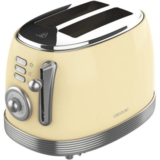 Cecotec Toast & Taste 800 Vintage Light Yellow Tostadora Electrica 850W - 6 Niveles - 2 Ranuras Cort