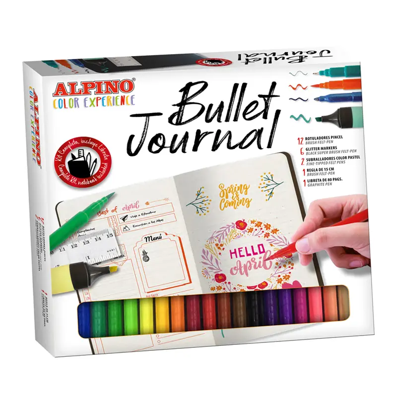 Alpino Color Experience Kit Bullet Journal con 12 Rotuladores Doble Punta (0.7mm y 2.9mm) - 2 Marcad